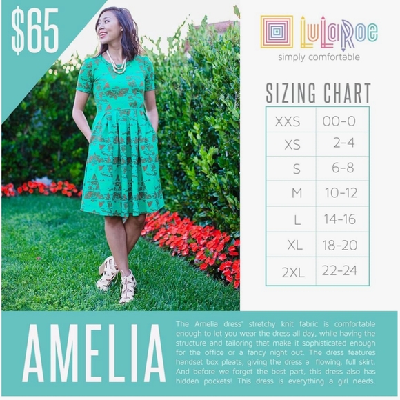 NWT LuLaRoe Amelia A-line Blue Midi Dress Size Large - Picture 5 of 5